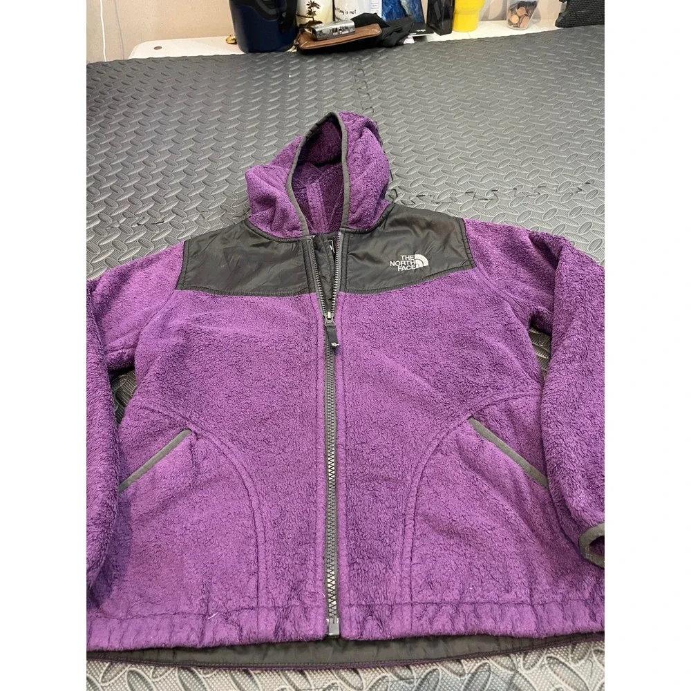 The North Face Denali Fleece Hoodie Girls M 10/12 Purple Full Zip Hooded Jacket
